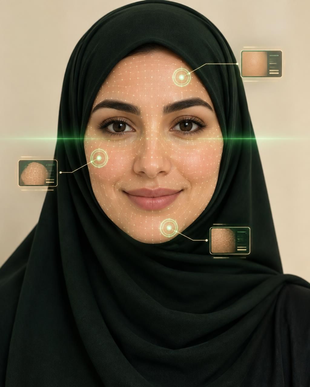 امرأة سعودية تستخدم تحليل كيورا للبشرة
